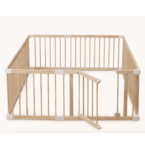 HARPPA Baby Gate Playpen, DIY Foldable Wooden Play Gate, Non-Toxic Foldable Wooden Play Yard for Babies & Toddlers, Adjustable DIY Baby Fence, Large & Small Safe Play Area, Easy-Assembly Natural Finish Indoor Playpen, DIY Playpen Foldable Wooden Playpen,