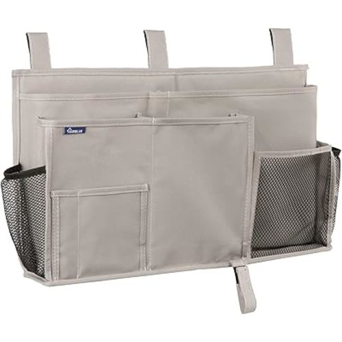 Surblue Bedside Caddy Hanging Bed Organizer Storage Bag Pocket for Bunk and Hospital Beds, College Dorm Rooms Baby Bed Rails,Camp (8 Pockets),Gray