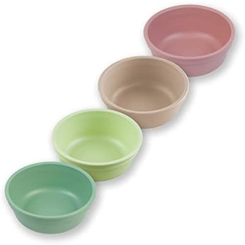 Re-Play 12 Oz. Toddler Bowls for Snack and Everyday Dining - Dishwasher and Microwave Safe - Made in USA - Set of 4-5.75" x 5.75" x 2" - Cactus Flower