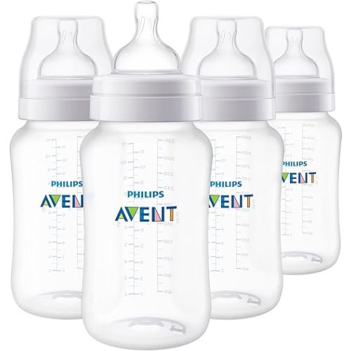 Philips Avent Anti-Colic Baby Bottles, 11oz, 4pk, Clear