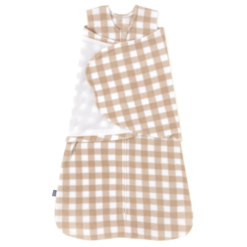 Halo Micro-Fleece Swaddle, Newborn, Gingham Tan