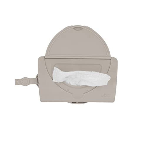 Ubbi On-the-Go Baby Wipes Dispenser, Portable Wipes Container for Travel, Diaper Bag Accessory Must Have for Newborns, Reusable Wipes Holder, Taupe