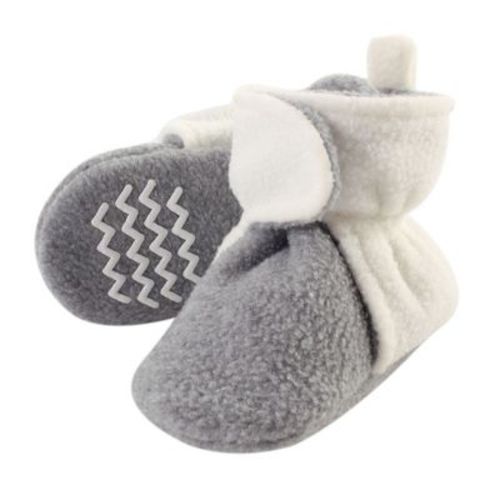 Hudson Baby Baby and Toddler Cozy Fleece Booties, Cream Heather Gray, 0-6 Months