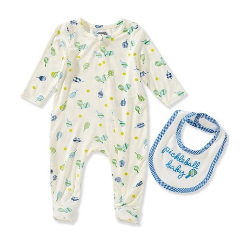 Mud Pie Baby Boys Newborn-9 Months Long-Sleeve Pickleball Footie Coverall