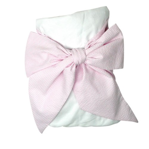 Bow Swaddle ® - Pink Savannah Seersucker