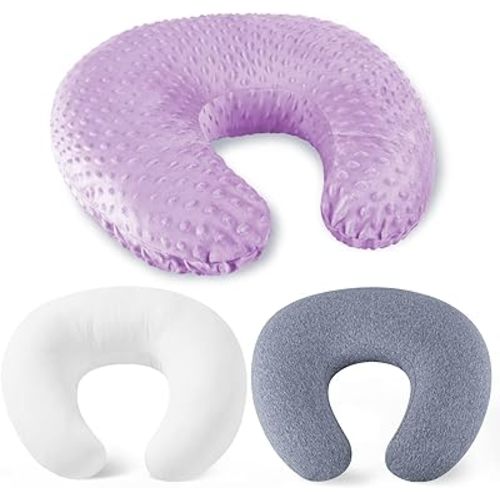 Nursing Pillow for Breastfeeding and Bottle Feeding Pillow, Support for Mom and Baby, with 2 Removable Machine Washable Cover, Ergonomic Breastfeeding Pillow (Purple)