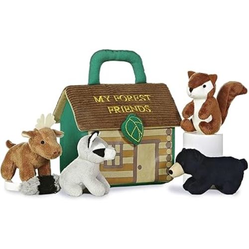Aurora® Engaging Baby Talk™ My Forest Friends™ Baby Stuffed Animal - Sensory Delight - Interactive Learning - Multicolor 7 Inches