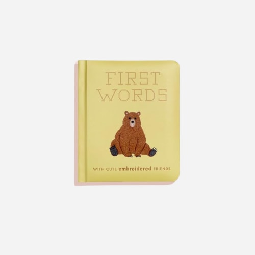First Words Board Book with Embroidered Friends
