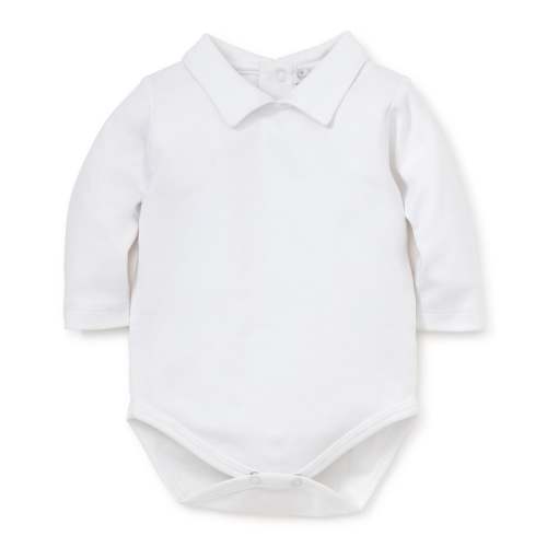 White Kissy Basics Long Sleeve Collar Bodysuit