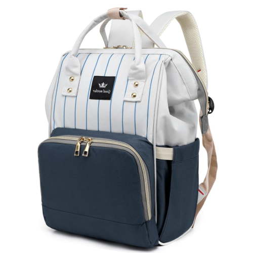 HDJ Waterproof Diaper Bag Backpack, Large Capacity with Insulated Milk Bottle Pocket for Travel, Navy