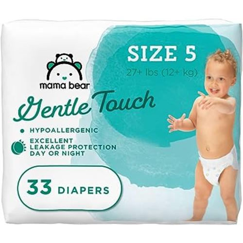 Amazon Brand - Mama Bear Gentle Touch Diapers, Hypoallergenic, Size 5, White, 33 Count