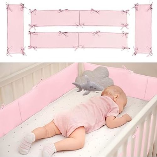 4Pcs Soft Breathable Cotton Pad, Breathable Mesh Liner Anti-Collision, Soft Breathable Cotton Pad Anti-Collision for Boys and Girls (Pink)