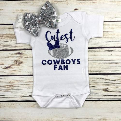 Cutest Cowboys Fan Football Bodysuit Outfit For Baby Girl 0-3 months