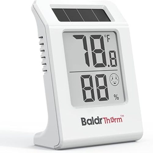 Humidity Meter Hygrometer, Solar-Powered Room Thermometer Indoor Digital Temperature Sensor Monitor, 2.2''Humidity Gauge for Baby Rooms, Home, Office, 1Pack