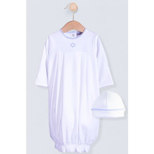 Bris Pima White Star of David Gown and Hat Set FLEURISSE