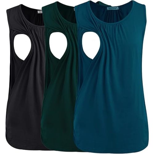 Smallshow Women's Maternity Nursing Tank Tops Breastfeeding Clothes 3-Pack