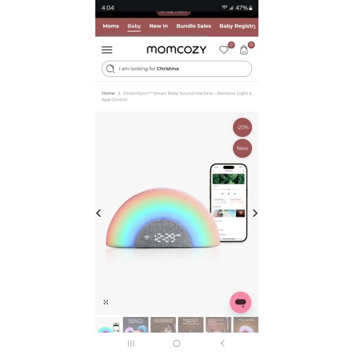 Momcozy Smart Baby Sound Machine - Rainbow Light & App Control