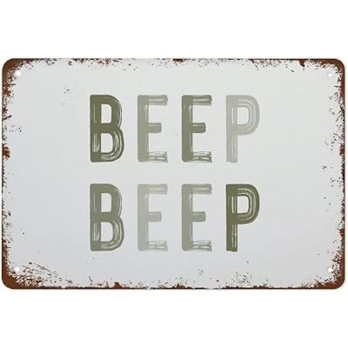 Funny Vintage Tin Metal Sign Beep Beep Nursery Decor Cars Theme Boys Room Wall Decor Green Toddler Room Wall Art 8x12 Inch Suitable for Home and Cafe Garage Wall Decor