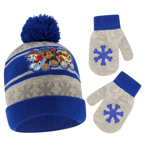 Nickelodeon Boys Winter Hat Set, Paw Patrol's Marshall, Chase and Rubble Toddler Beanie and Mittens for Kids Age 2-4