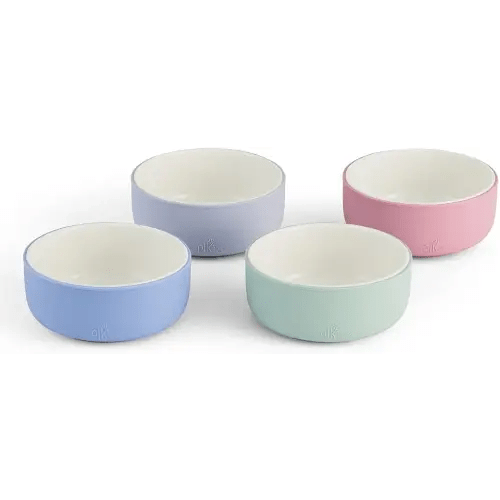 Elk and Friends Kids Porcelain Bowls with Silicone Sleeve | Kids/Toddler/Baby Feeding | Microwave & Dishwasher Safe | Non slip | Cereal/Soup/Snack Dishes & Dinnerware