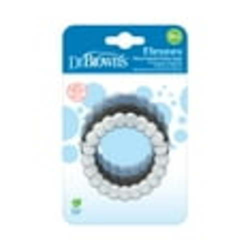 Dr. Brown's Flexees Beaded Teether Rings, 100% Silicone, Soft & Easy to Hold, Encourages Self-Soothing, Black/Blue/Light Blue, BPA Free, 3m+ – 3-Pack