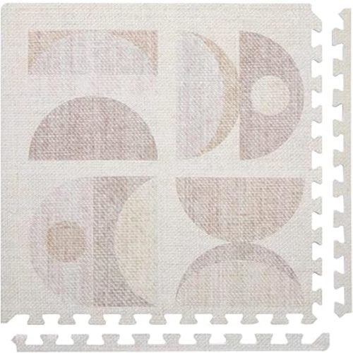 Baby Play Mat – 4x6 Sandstone Luna – Set of 6 Tiles – Cushioned EVA Foam Play Mat for Floor, Soft Interlocking Baby Crawling Mats for Hard Floors