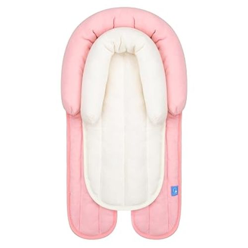 COOLBEBE Upgraded 2-in-1 Head & Body Supports for Newborn Infant - Extra Soft Breathable Car Seat Insert Cushion Pad, Perfect for Carseat, Stroller, Swing, Bouncer, Pink - Pink-cotton