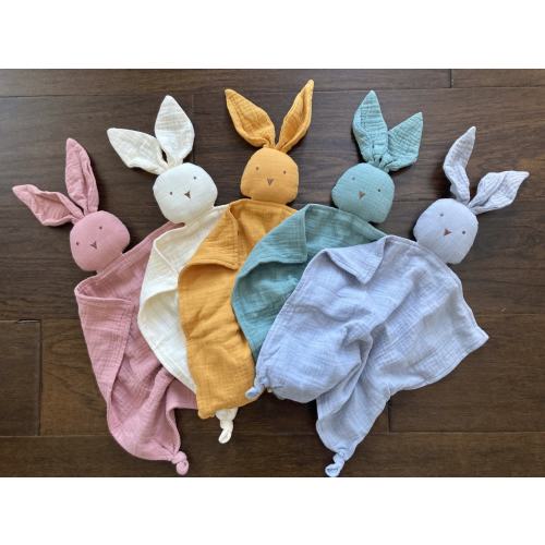 Organic Cotton Baby Lovey / Muslin Security Blanket / Bunny Lovey / Natural Baby Gift
