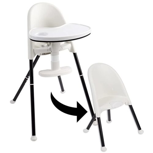 Primo Cozy Tot Deluxe Convertible Folding High Chair & Toddler Chair - Portable Foldable Baby Chair/Toddlers Highchair - Travel Friendly, Removable EZ Clean Tray, Black/White, 22"x21"x33.5"