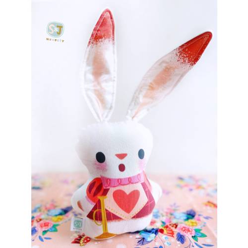 NEW white rabbit sensory toy with sound, Alice in Wonderland, soft baby toy with crinkle and rattle, Down the Rabbit hole, Riley Blake