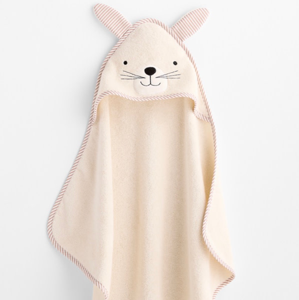Cuddle Bunny Undyed 100% Organic Cotton Hooded Baby Towel