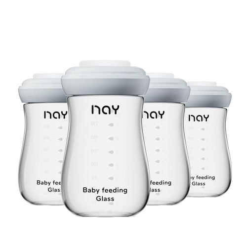 Glass Breastmilk Storage Bottles, 8oz Wide Neck Breast Milk Containers, BPA-Free, Lead-Free, Fits Breast Pumps and Nipples, 4 Pack