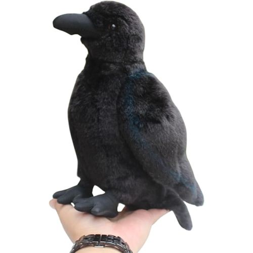 Realistic Crow Plush, Cute Black Raven Stuffed Animal Plush Pillow Toys, Soft Little Bird Raven Stuffed Toys Doll for Birthday Kids Gifts Home Decor 9.44''