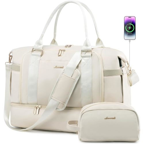 Gym Bag for Women LOVEVOOK Travel Duffel Bag with USB Charging Port,Weekender Bags for Women with Shoe Compartment,Carry on Overnight Bag with Toiletry Bag,Hospital Bags for Labor and Deliver