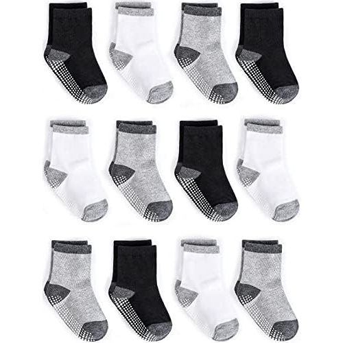 Zaples Grip Crew Socks with Non Slip/Anti Skid Soles for Baby Infants Toddlers Kids Boys Girls