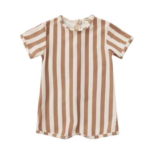 Rylee and Cru Shorty One-Piece Swimsuit - Clay Stripe | The Baby Cubby