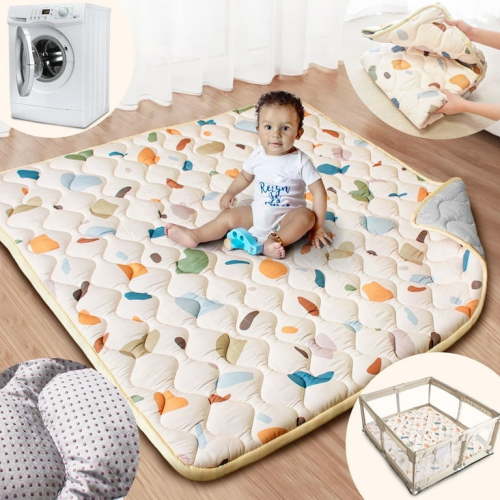 Beavtaens Baby Play Mat for Floor, Fits 50x50 Playpen, Super Soft, Non-Slip, for Ages 0-4 (Boho)