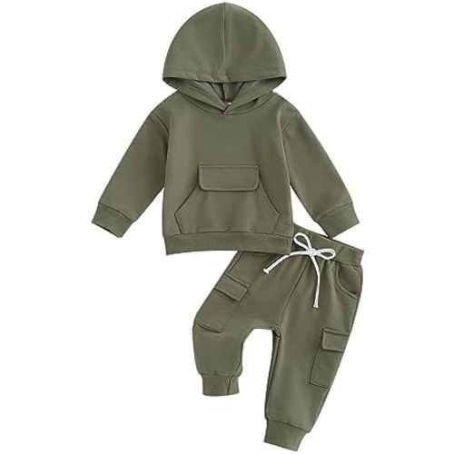 Infant Baby Boys Pants Outfits Set Long Hooded Striped Sweatshirts Pants Clothes Set Fall Winter Pants Sweatsuit