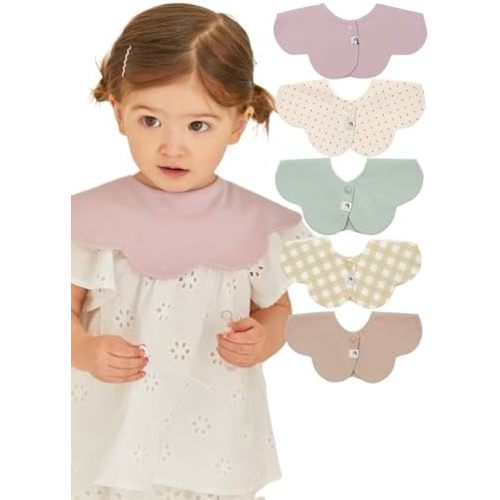 Konny Baby Bibs 5-Pack, 360 ​​° Rotate, Soft and Absorbent Bandana Drooling for Boys Girls baby Essentials