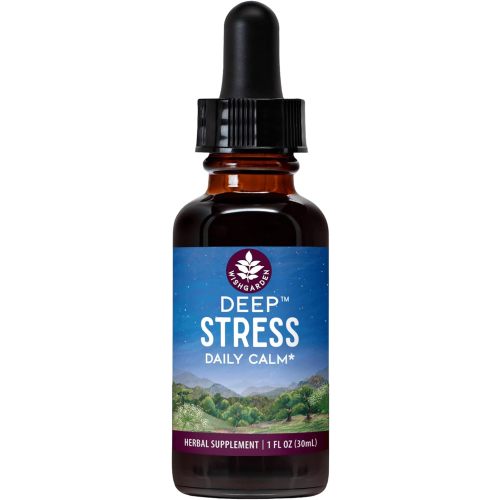 WishGarden Herbs Deep Stress with Ashwagandha - Plant-Based Liquid Herbal Adrenal Support Supplement with Ashwagandha Root and Powerhouse Adaptogens for Stress Relief, Fast-Acting Stress Tincture, 1oz
