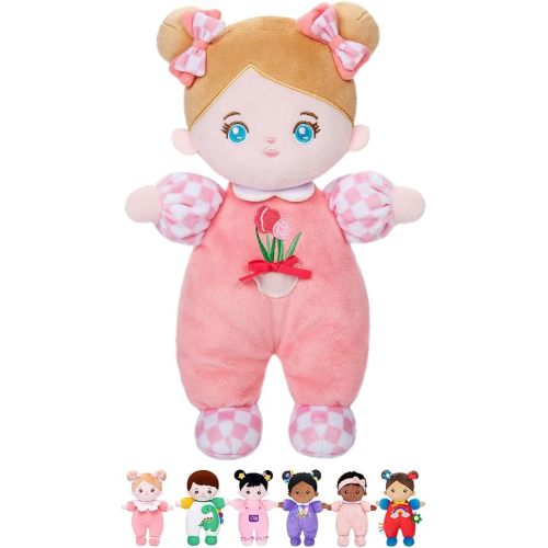 OUOZZZ Soft Plush Baby Doll 10" Tulip Pink Snuggle Buddy