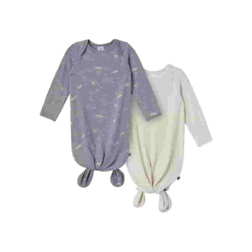 Modern Moments by Gerber Baby Neutral Knotted Gown With Mittens, 2-Pack, Newborn - 0/3 Months