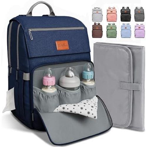 Pillani Baby Diaper Bag Backpack - Baby Bag for Girls & Boys, Large Waterproof Diaper Backpack - Baby Shower Gifts for Boys & Registry Must Haves - Travel Diaper Bags with Changing Pad - Newborn Stuff