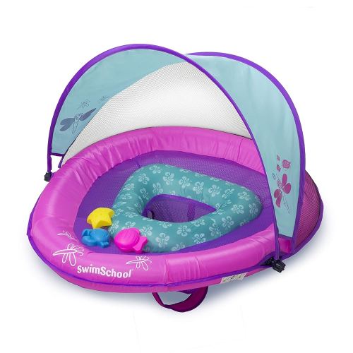 SwimSchool Infant Baby Pool Floats, Free Swimming, Super Buoyant – Ages 6-24 Months – Multiple Colors/Styles – Adjustable Canopies and Seats, Splash & Play Baby Floaties
