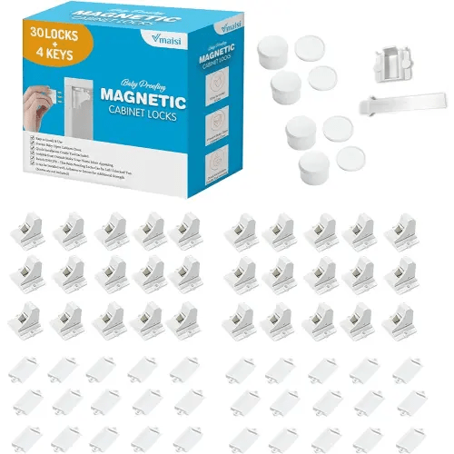 Vmaisi Baby Proofing Magnetic Cabinet Locks (30 Locks and 4 Keys)