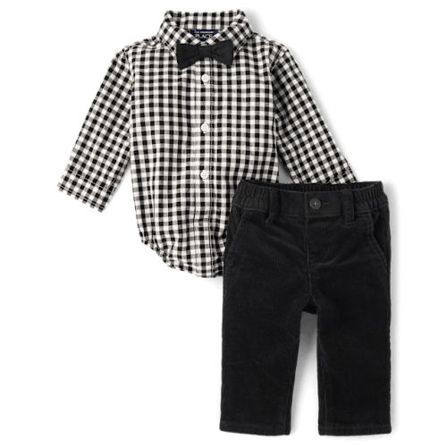 Baby Boys Dad And Me Gingham Poplin 2-Piece Outfit Set - Black