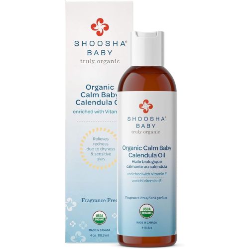 Shoosha Organic Calendula Oil Fragrance Free, for Babies, Real Calendula Oil, Calendula Massage Oil Moisturizer, Hypoallergenic, Gluten-Free, 100% Biodegradable