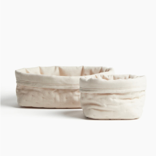 2 Pack Baby Quilted Storage Baskets - Light Beige