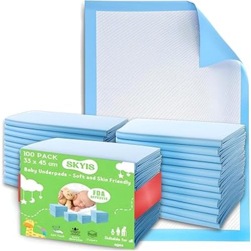 Skyis100 Pack Disposable Changing Pads Baby Change Mat Baby Disposable Underpads Waterproof Diaper Changing Pad Breathable Underpads Bed Table Protector Mat Puppy Pads 18" x 13"