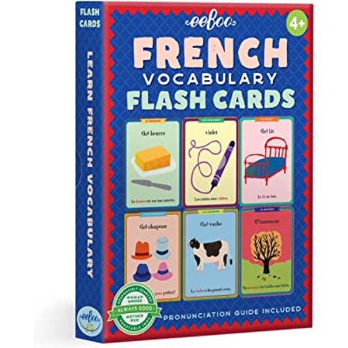 eeBoo: French Vocabulary Flash Cards, 56 Cards Included in the Set, Durable and Easy to Use, Pronunciation Guide Included, For Ages 4 and up